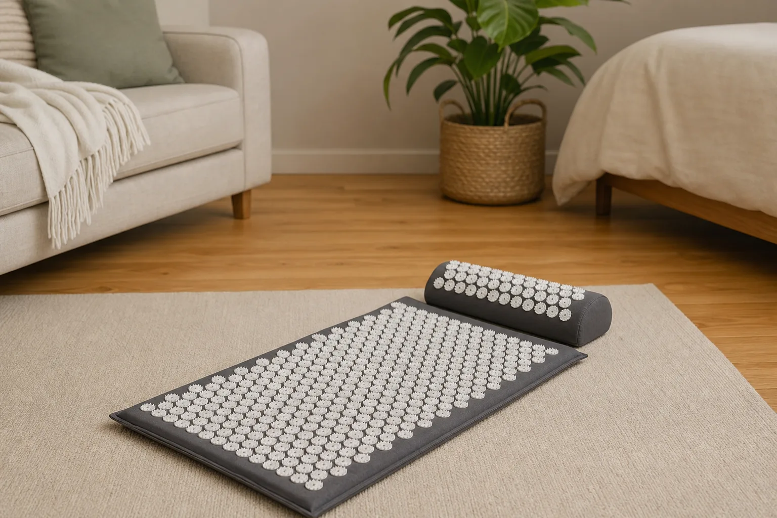 Akupressurmatten zuhause nutzen: Anwendung im Wohnzimmer oder Schlafzimmer